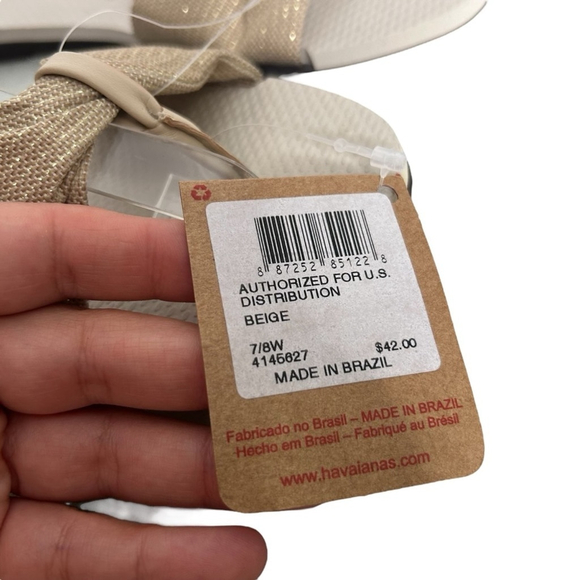 Havaianas You St. Tropez Metallic Shine Sandals Flip Flops Beige Women's 7/8 - Picture 6 of 9